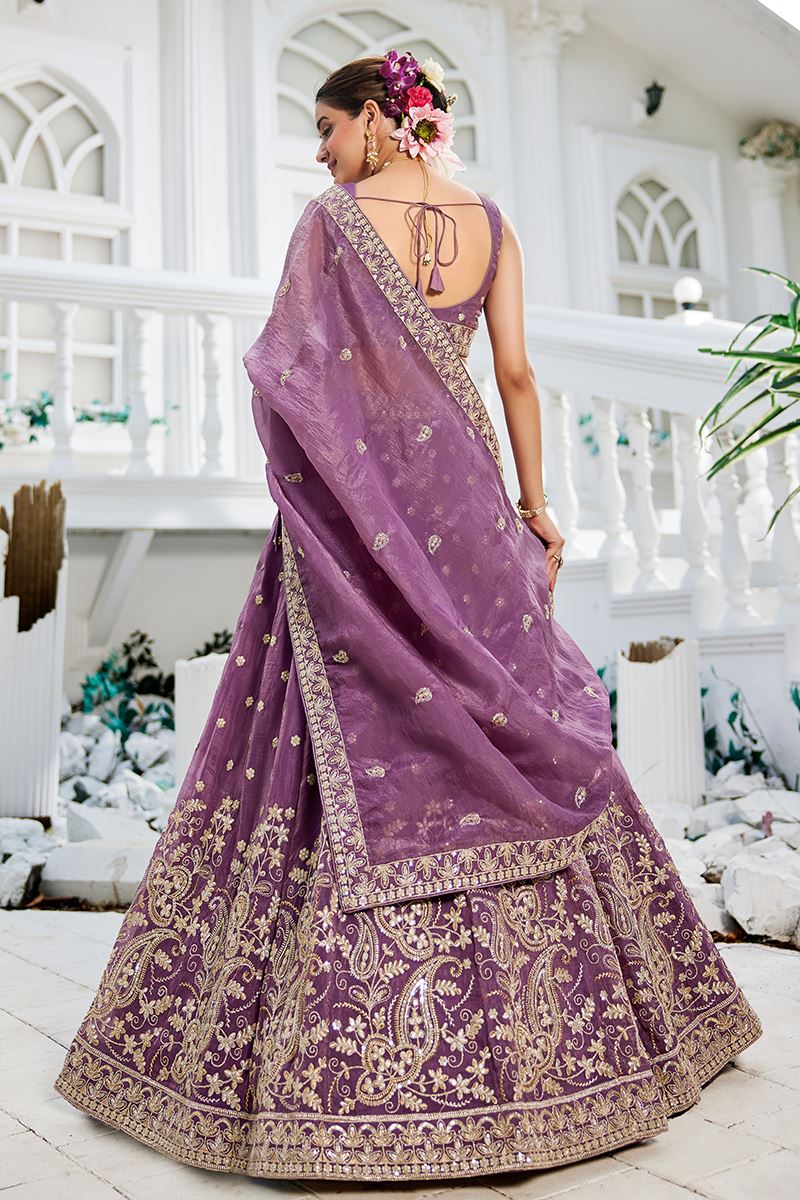 Captivating Lavender Designer Indo-Western Lehenga Choli for Engagement, Reception, and Sangeet