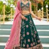 Pretty Green Designer Indo-Western Lehenga Choli for Mehendi, Engagement, and Reception