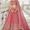 Charismatic Pink Designer Indo-Western Lehenga Choli for Engagement, Reception, and Sangeet