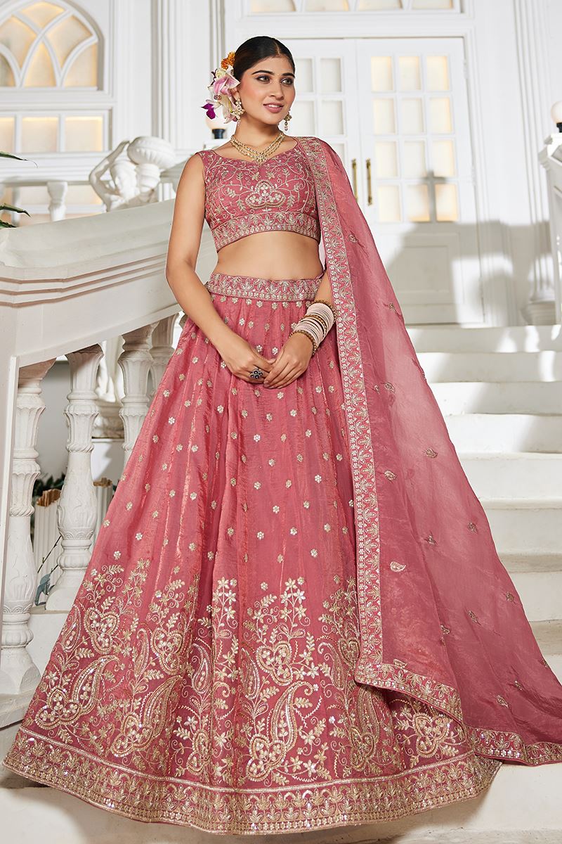 Charismatic Pink Designer Indo-Western Lehenga Choli for Engagement, Reception, and Sangeet