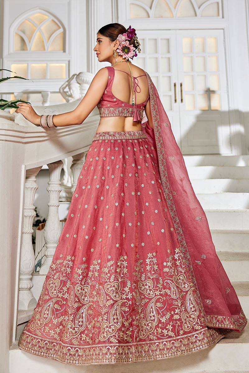 Charismatic Pink Designer Indo-Western Lehenga Choli for Engagement, Reception, and Sangeet