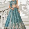 Smashing Sea Green Designer Indo-Western Lehenga Choli for Engagement, Reception, and Sangeet