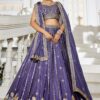 Mesmerizing Violet Designer Indo-Western Lehenga Choli for Engagement, Reception, and Sangeet