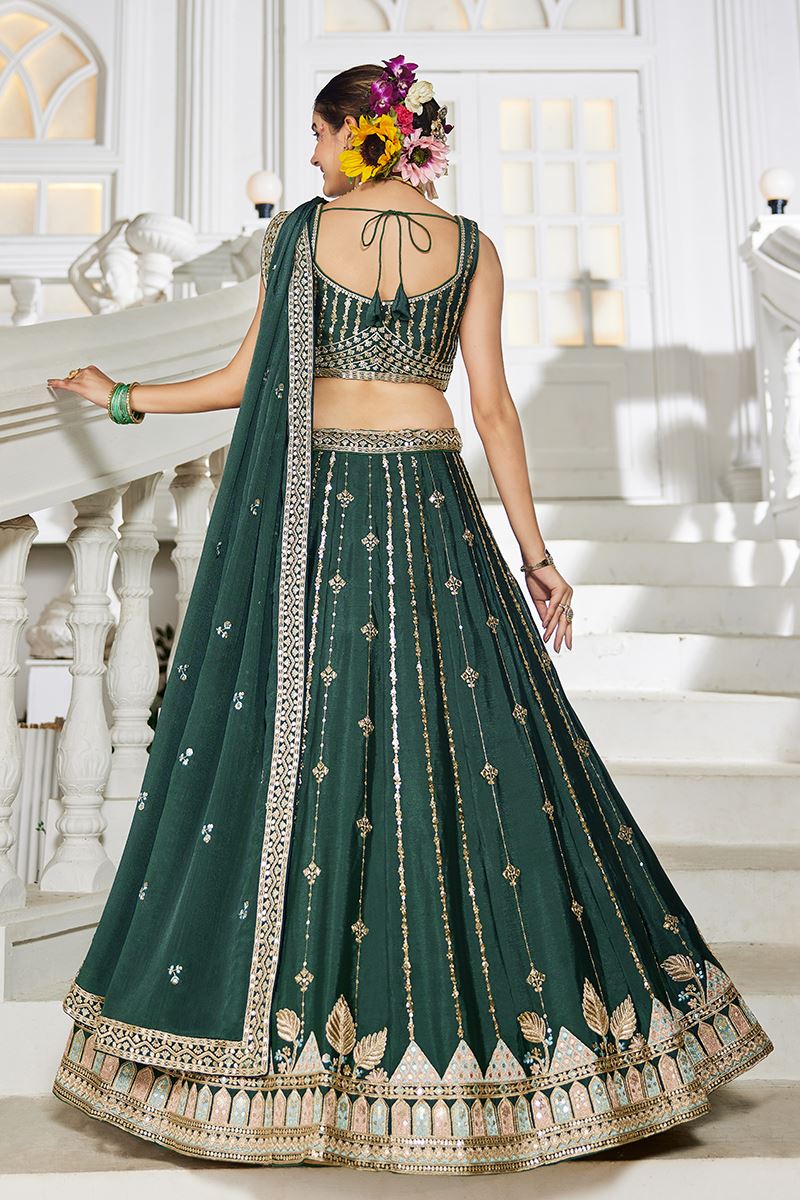 Creative Green Designer Indo-Western Lehenga Choli for Mehendi, Engagement, and Reception