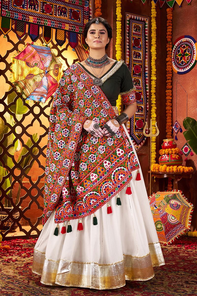 Mesmerizing Pure Silk and Viscose Cotton Designer Navratri Lehenga Choli for Garba Dance and Festival Celebrations