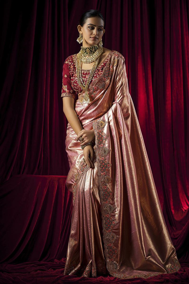 Glamorous Silk Designer Saree for Wedding and Reception