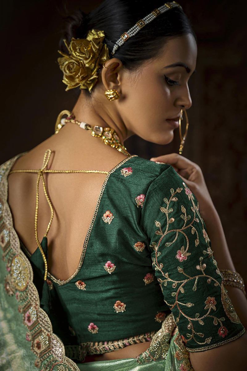 Delightful Silk Designer Saree for Mehendi, Wedding, and Reception