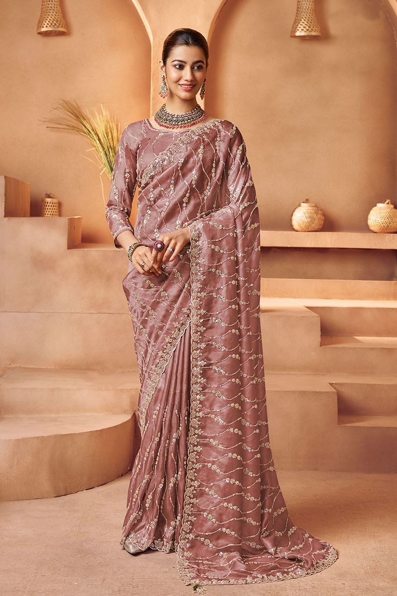Attractive Tissue Silk Designer Saree for Engagement, Sangeet, and Parties