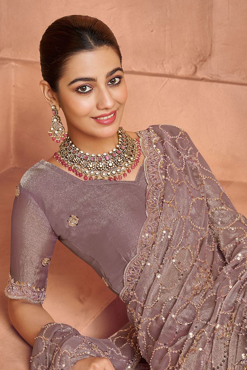 Artistic Tissue Silk Designer Saree for Engagement, Sangeet, and Parties