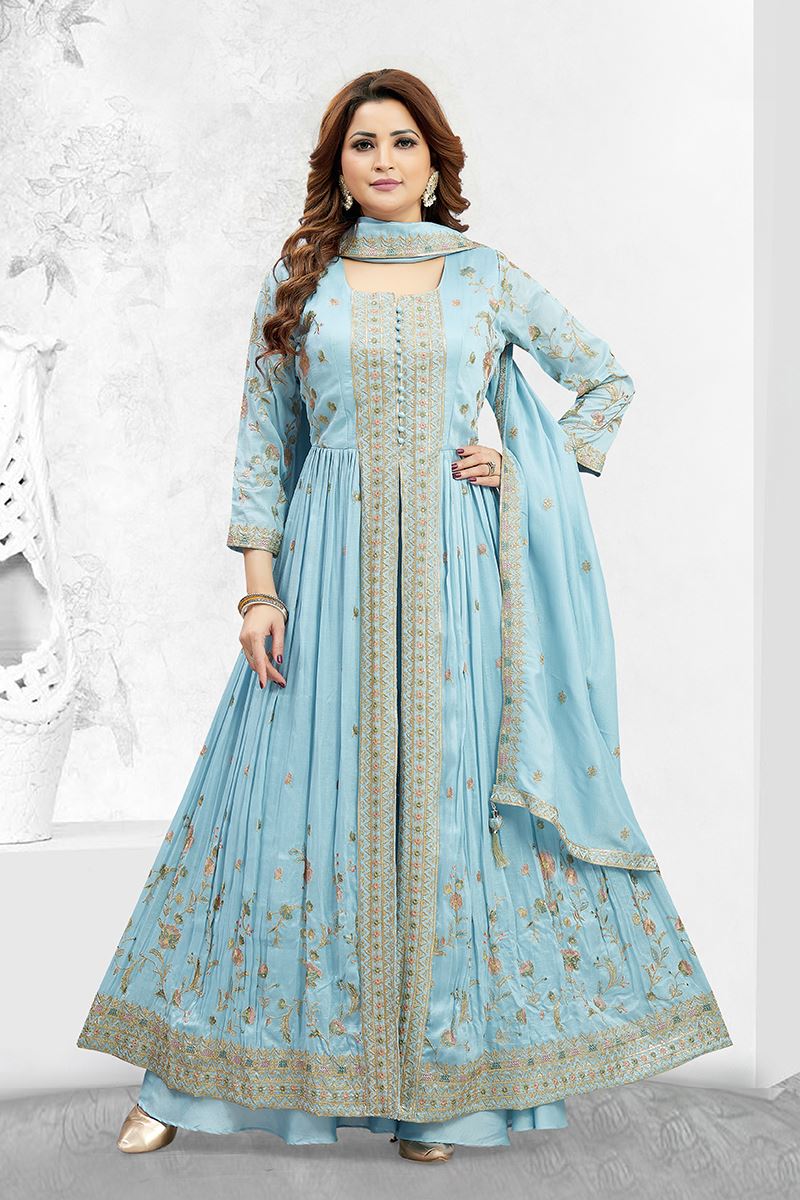 Beautiful Muslin Silk Designer Anarkali Suit for Festivals, Sangeet, and Parties