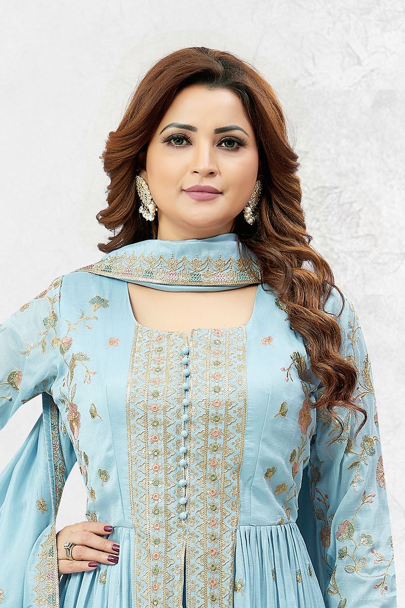 Beautiful Muslin Silk Designer Anarkali Suit for Festivals, Sangeet, and Parties