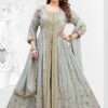 Artistic Muslin Silk Designer Anarkali Suit for Festivals, Sangeet, and Parties