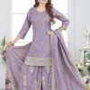 Ethnic Chinon Designer Palazzo Suit for Engagement, Reception, and Sangeet