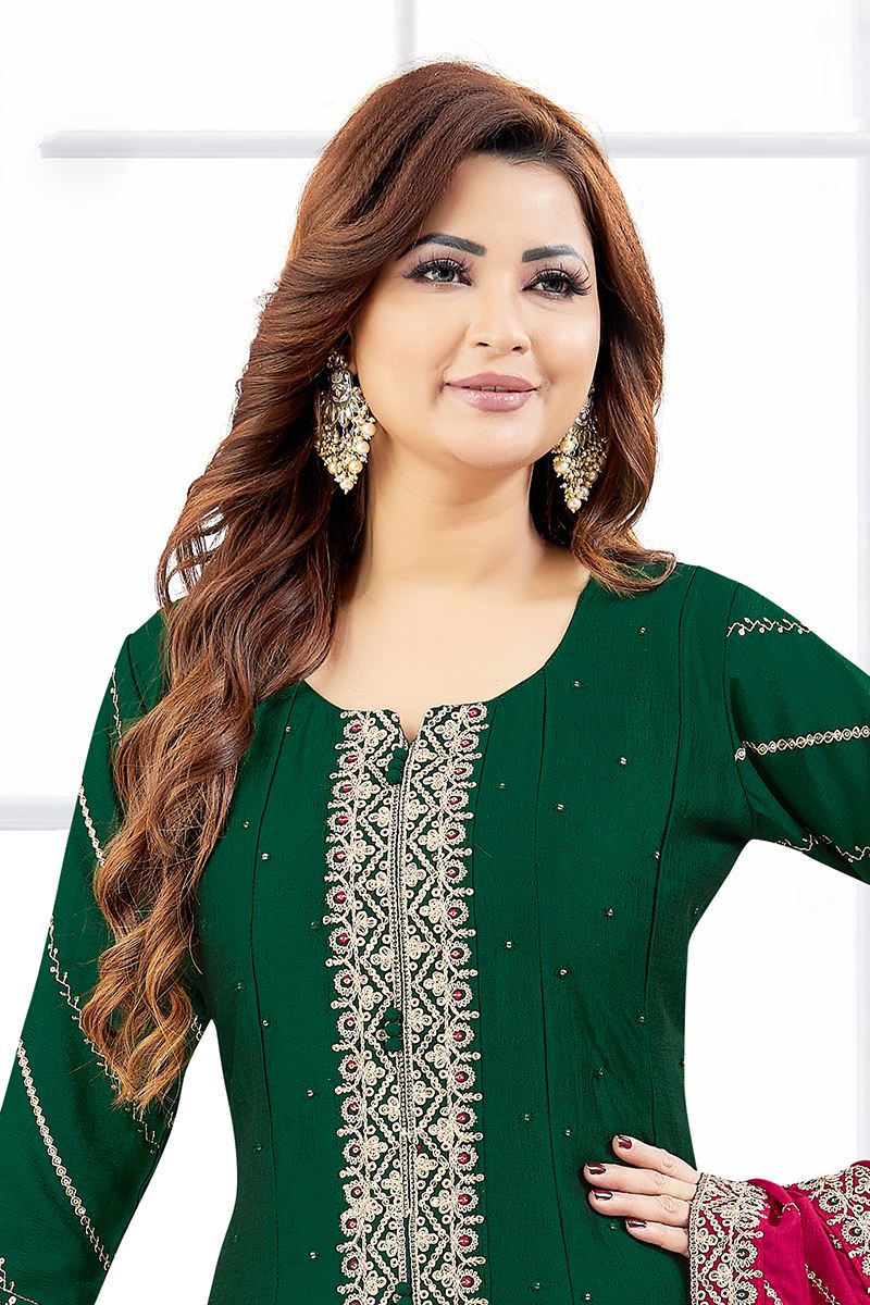 Flawless Chanderi Designer Anarkali Suit for Mehendi, Wedding, and Reception