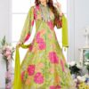 Splendid Chinon Designer Anarkali Suit for Mehendi, Sangeet, and Parties