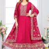 Impressive Chinon Silk Designer Anarkali Suit for Festivals, Sangeet, and Parties