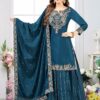 Creative Teal Blue Designer Palazzo Suit for Wedding, Reception, and Festivals