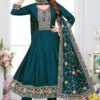 Astounding Chinon Silk Designer Anarkali Suit for Festivals, Sangeet, and Parties