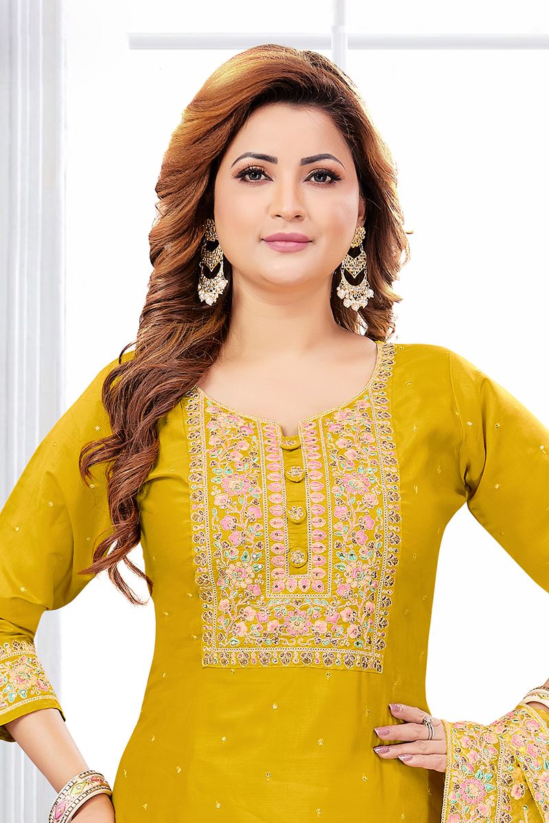 Exuberant Designer Straight Cut Suit for Haldi, Sangeet, and Parties