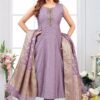 Delightful Jacquard Designer Anarkali Suit for Engagement, Sangeet, and Parties
