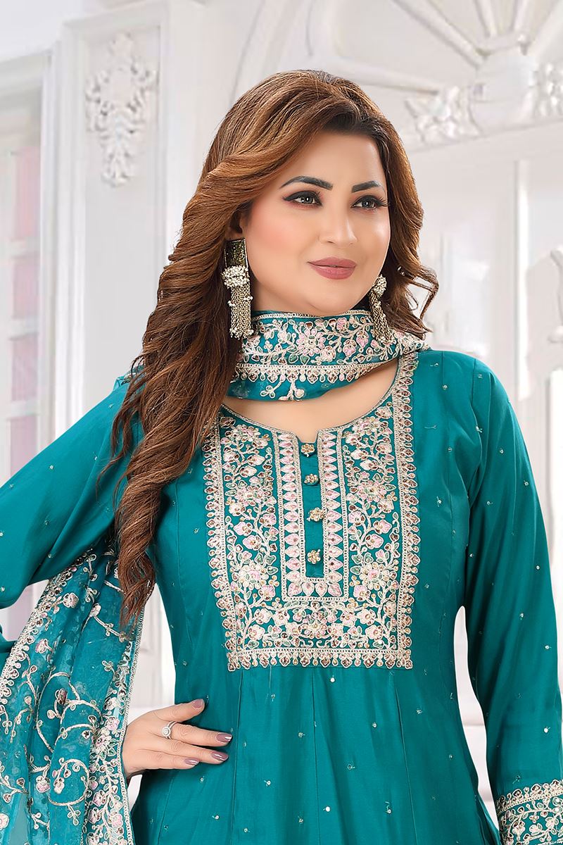 Pretty Chanderi Silk Designer Anarkali Suit for Festivals, Sangeet, and Parties