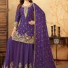 Fashionable Purple Designer Palazzo Suit for Reception, Sangeet, and Parties