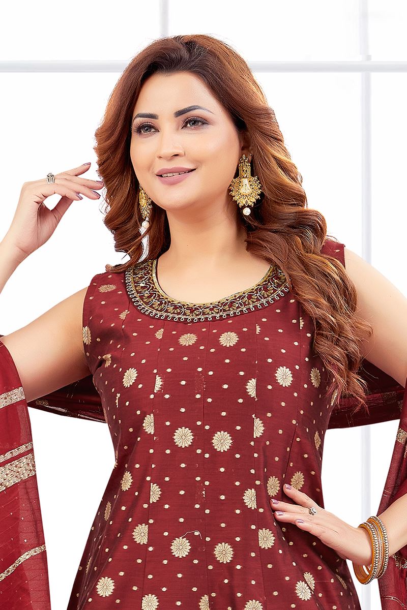 Impressive Jacquard Designer Anarkali Suit for Wedding, Reception, and Festivals