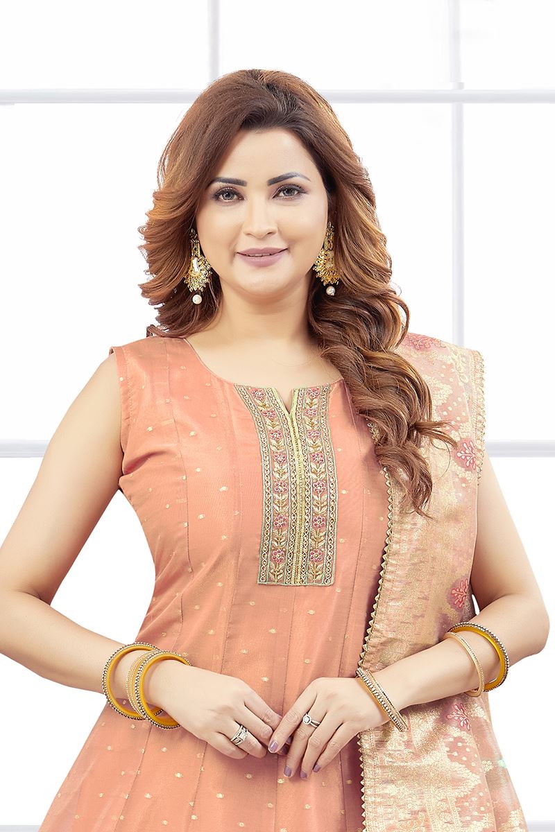 Artistic Jacquard Designer Anarkali Suit for Festivals, Sangeet, and Parties