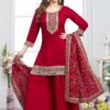 Royal Red Designer Palazzo Suit for Wedding, Reception, and Festivals