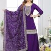 Aesthetic Purple Designer Palazzo Suit for Wedding, Reception, and Sangeet