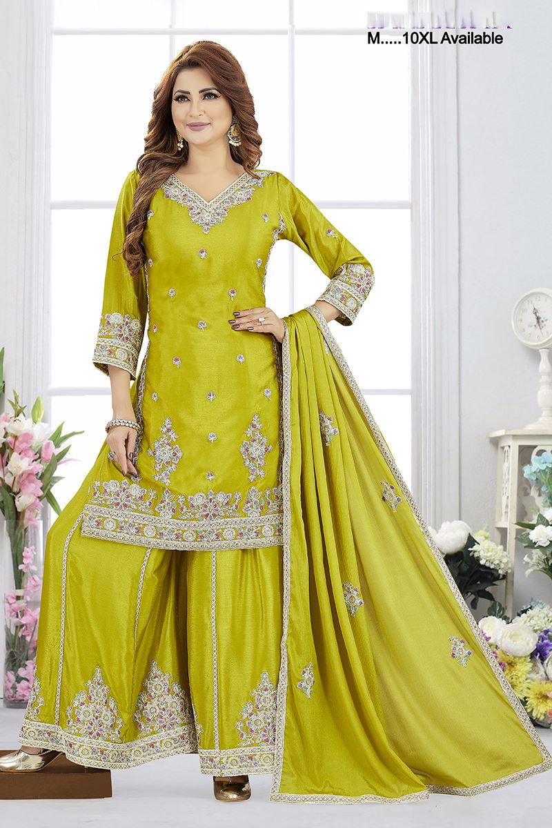 Captivating Green Designer Palazzo Suit for Mehendi, Sangeet, and Parties