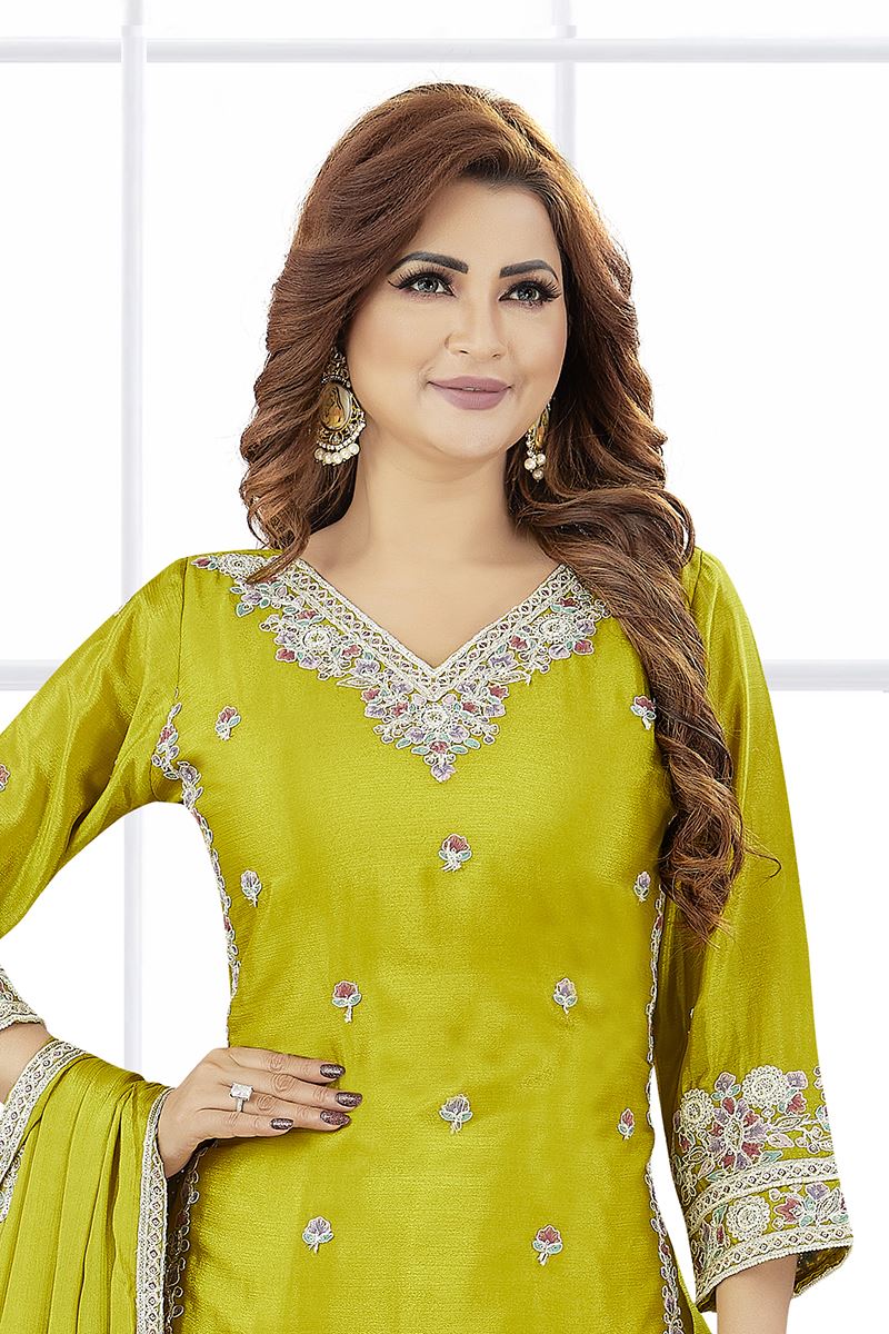 Captivating Green Designer Palazzo Suit for Mehendi, Sangeet, and Parties