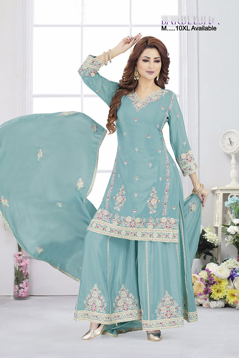 Charismatic Firozi Designer Palazzo Suit for Reception, Sangeet, and Parties