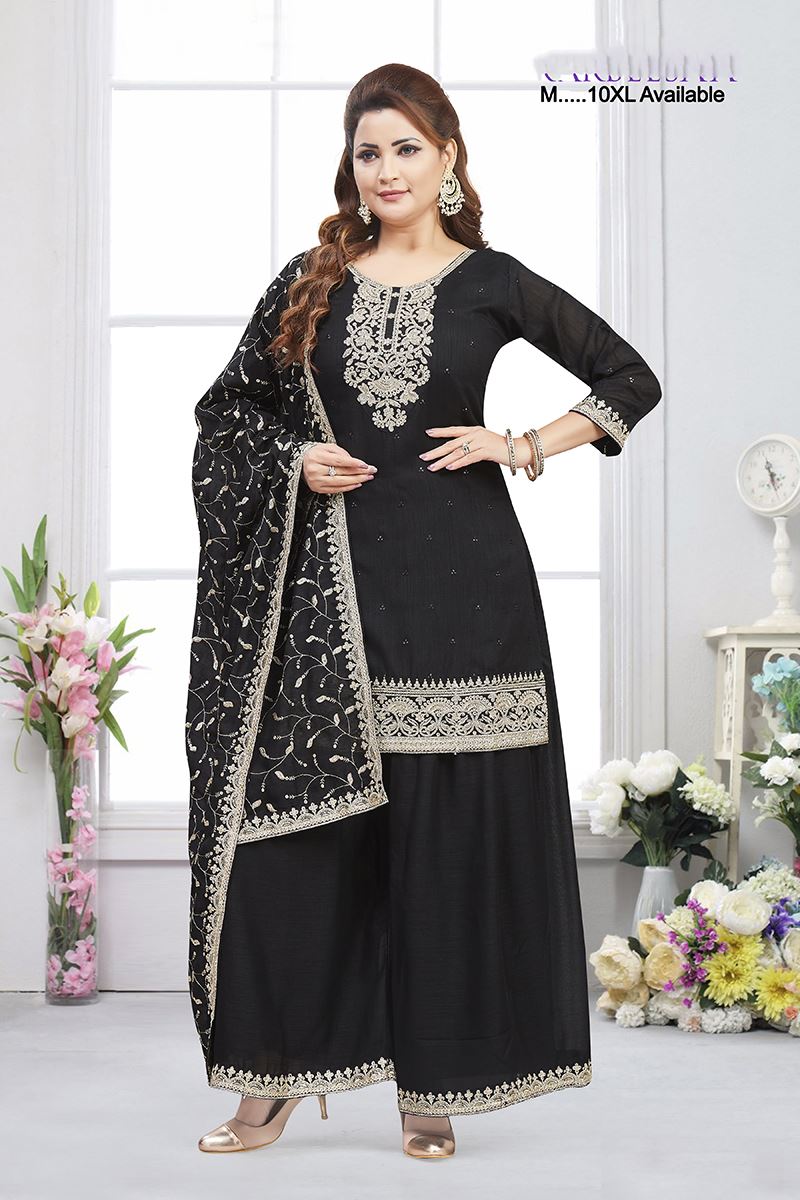Astounding Black Designer Palazzo Suit for Sangeet and Parties