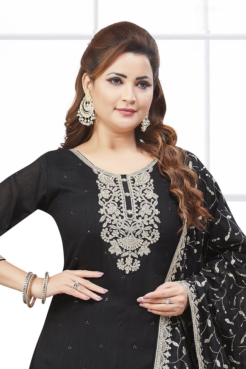 Astounding Black Designer Palazzo Suit for Sangeet and Parties