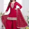 Ethnic Red Designer Palazzo Suit for Wedding, Reception, and Sangeet