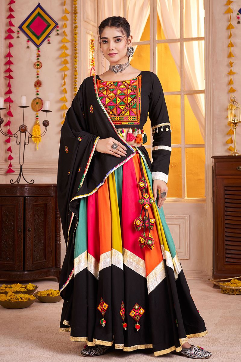 Breathtaking Viscose Cotton Designer Navratri Lehenga Choli for Garba Dance and Festival Celebrations