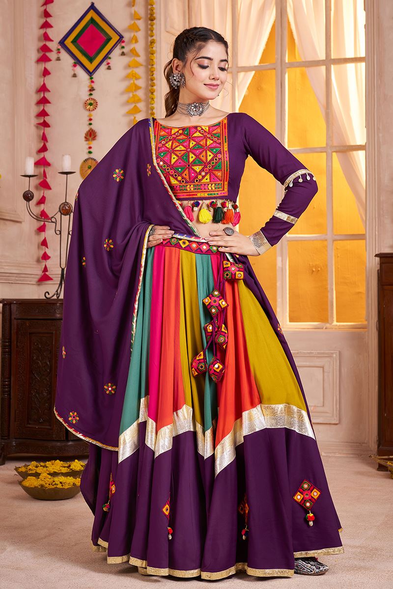 Captivating Viscose Cotton Designer Navratri Lehenga Choli for Garba Dance and Festival Celebrations