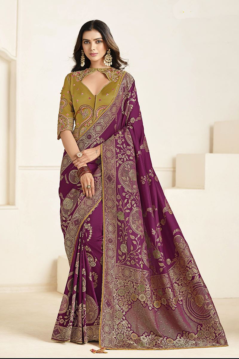 Aesthetic Silk Designer Saree for Wedding, Reception, and Sangeet