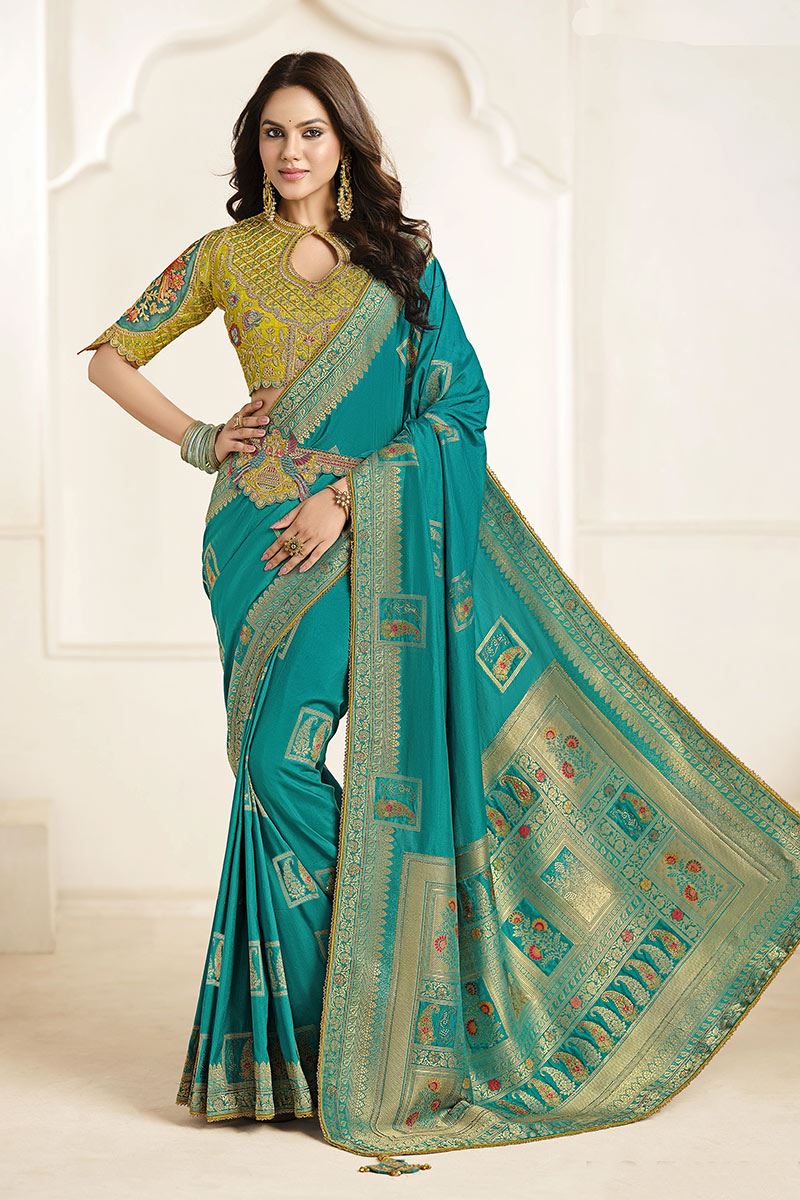 Enticing Silk Designer Saree for Wedding, Reception, and Sangeet