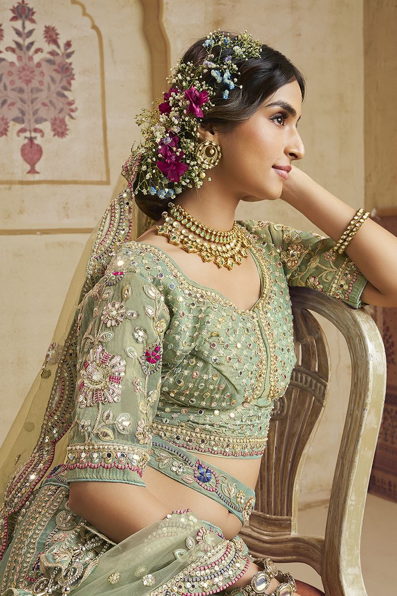 Irresistible Net Designer Bridal Lehenga Choli for Mehendi, Engagement, and Reception