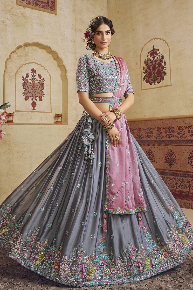 Enticing Silk Designer Bridal Lehenga Choli for Engagement and Reception