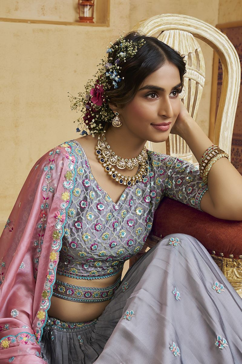 Enticing Silk Designer Bridal Lehenga Choli for Engagement and Reception