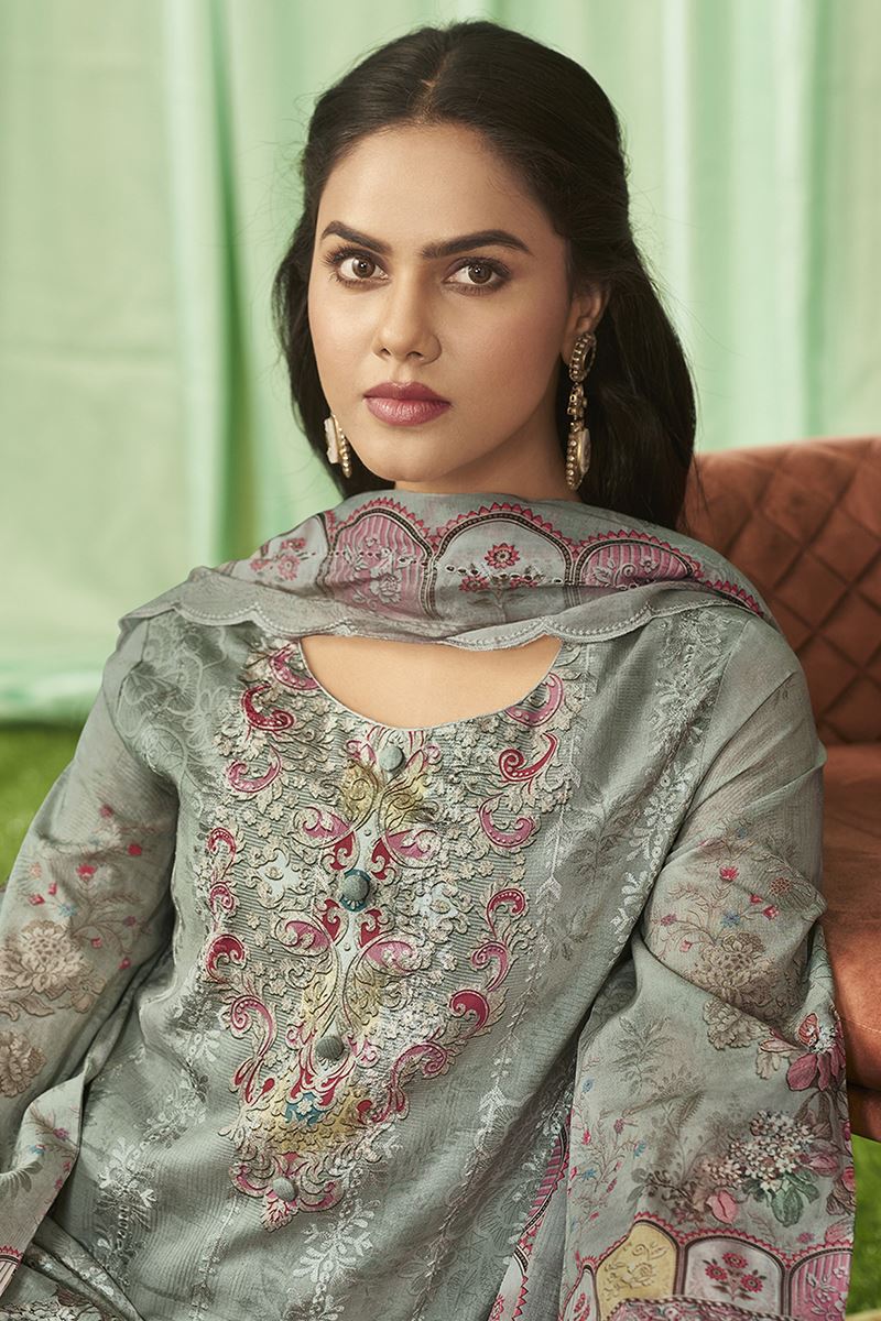 Astounding Lawn Cotton Designer Straight Cut Suit for Festivals, Sangeet, and Parties (Unstitched suit)