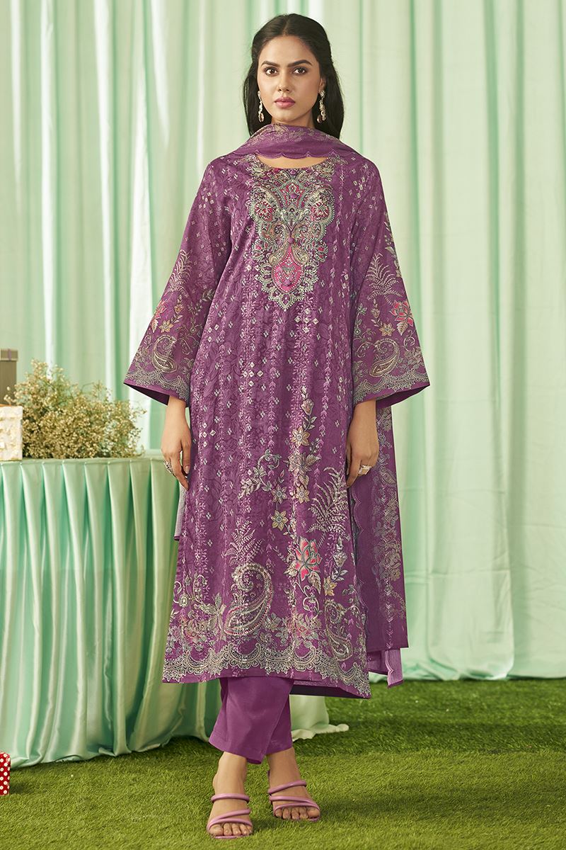 Alluring Lawn Cotton Designer Straight Cut Suit for Festivals, Sangeet, and Parties (Unstitched suit)