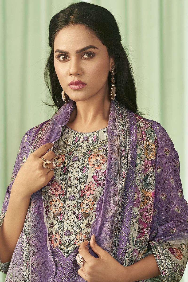 Attractive Lawn Cotton Designer Straight Cut Suit for Festivals, Sangeet, and Parties (Unstitched suit)