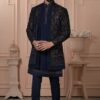 Exquisite Navy Blue Designer Men’s Indo-Western for Engagement, Reception, and Wedding