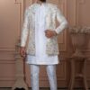 Majestic Cream Designer Men’s Indo-Western for Engagement, Reception, and Wedding