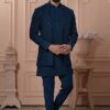 Royal Peacock Blue Designer Men’s Indo-Western for Engagement, Reception, and Wedding