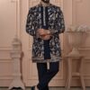 Charismatic Navy Blue Designer Men’s Indo-Western for Engagement, Reception, and Wedding